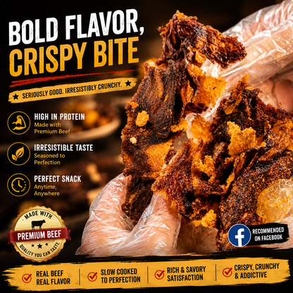 Premium Crispy Beef Bites.Big Crunch, Bold Beef Flavor in Every Bite.-OKL