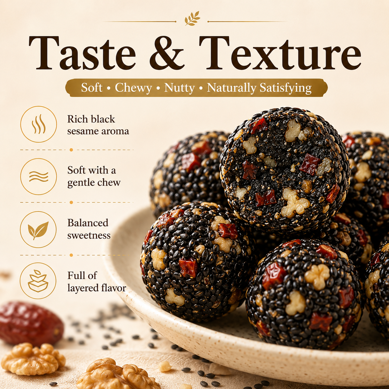 🌿 Astragalus Codonopsis Black Sesame Balls —Nourish Energy • Support Sleep • Strengthen Vitality-WBJ
