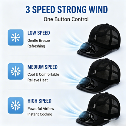 ☀️ Solar-Powered Cooling Fan Baseball Cap | UPF 50+ Sun Protection-WBJ