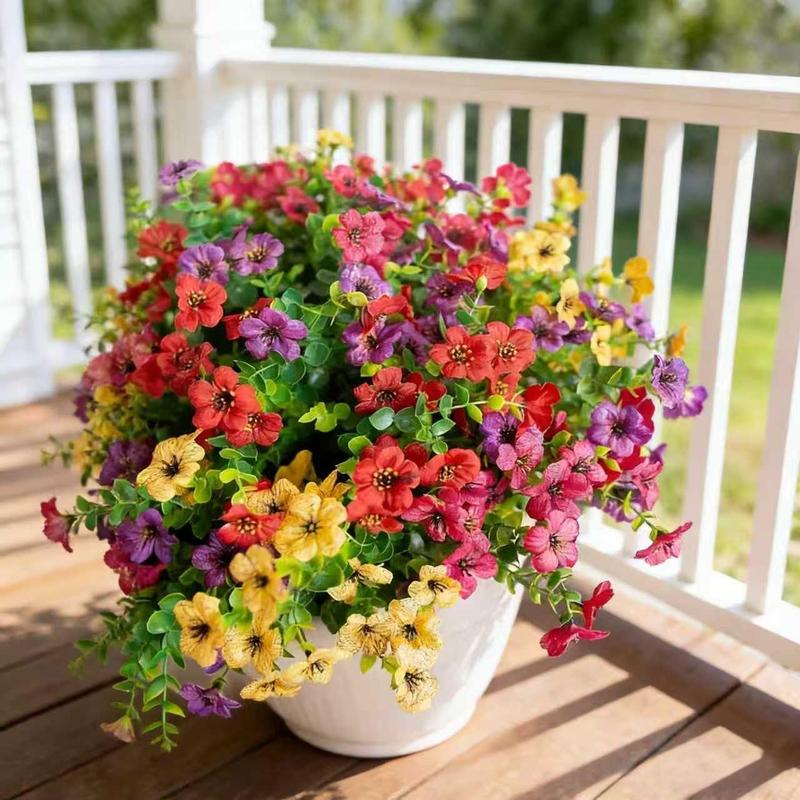 6-Color Artificial Flower (6/12pcs/set), UV Resistant Colorful Fake Flower, Decorative Bouquet for Home Garden Party Wedding Decor, Artificial Flowers Bouquet-LGZ