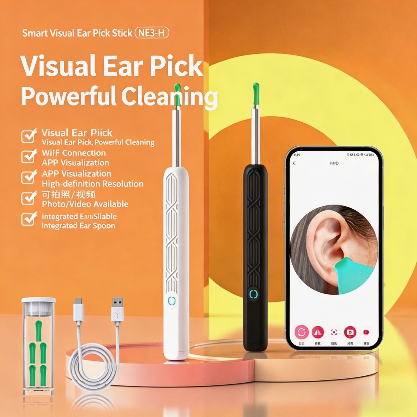 ✨Smart Visual Ear Wax Remover | WiFi HDOtoscope for Safe At-Home Ear Cleaning-CJP