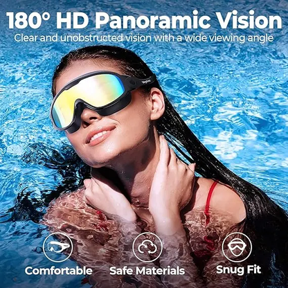 🏊Swim Goggles for Adults & Kids✨ Anti-fog & UV protective lenses🌞, equipped with earplugs and nose clip👂👃 Comfortable waterproof fit💧, ideal for swimming training & outdoor water fun-XLB