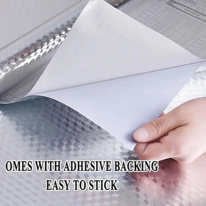 💧 Waterproof Oil Resistant Contact Paper, Peel & Stick Aluminum Foil Sticker for Stove, Cabinet and Wall Decoration-XLB