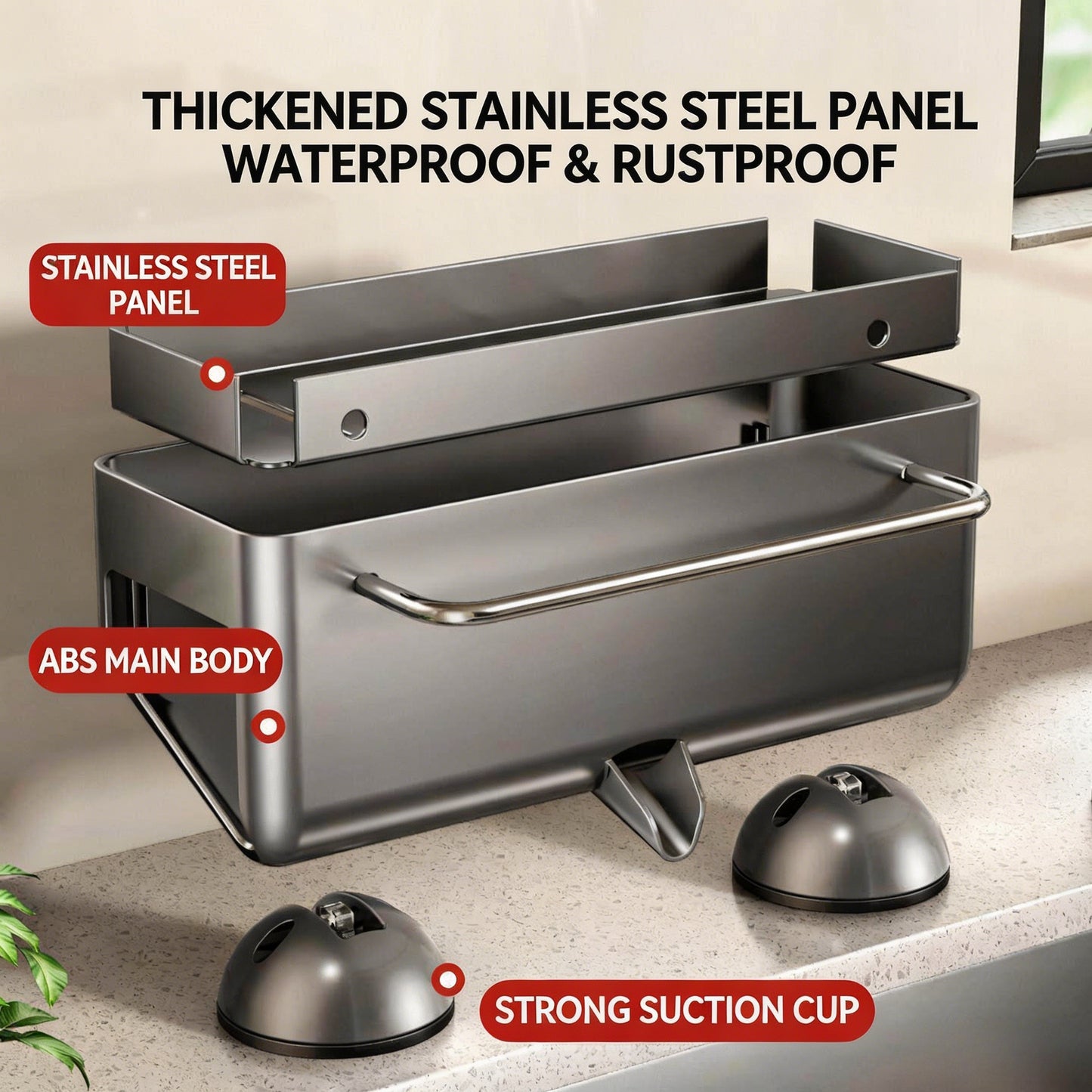 🧽  Are you still worried about your messy kitchen|Suction Cup Sink Caddy | No-Drill Kitchen Sink Organizer-CJP