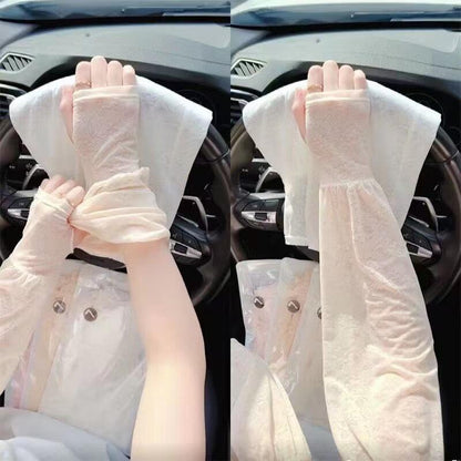 🧊New lace ice sleeve, gentle summer fairy style, suitable for driving, outdoor sun protection, loose cycling, breathable arm protector sleeve-CJP