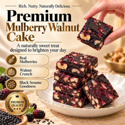 😋Premium Black Sesame Mulberry Walnut Cake-KPL