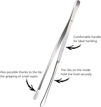 New Arrival 2-Pack 12 Inch Precision Hardware Tweezers, Extra Long Stainless Steel with Handle, Multi-use for Home Kitchen & BBQ Grilling Tools.-KPL