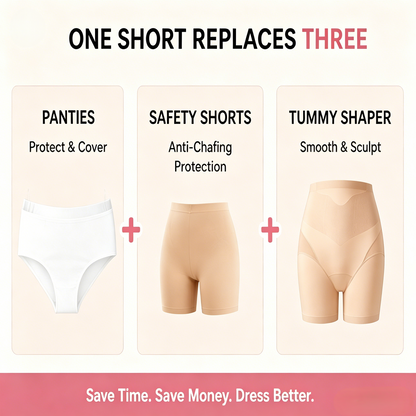 ✨3 IN 1 High Waist Shaping Shorts | Invisible Anti-Chaf Safety Underwear with Silk Antibacterial Crotch-WBJ