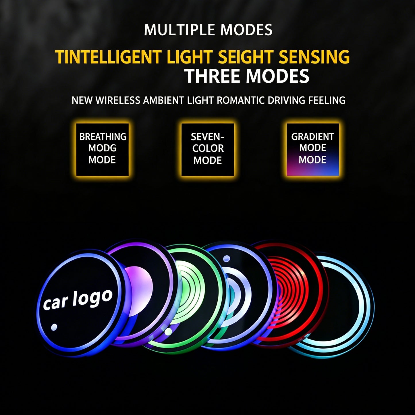 ✨LED Car Cup Holder Lights | Smart Sensor, USB Rechargeable, Multi-Color Ambient Lights ✨-CJP