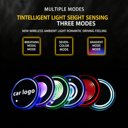 ✨LED Car Cup Holder Lights | Smart Sensor, USB Rechargeable, Multi-Color Ambient Lights ✨-CJP