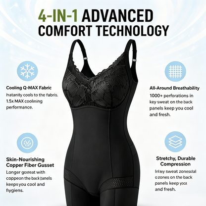❄️ Cooling Tummy Control Bodysuit ✨ Breathable Summer Shapewear with Built-In Bra-WBJ