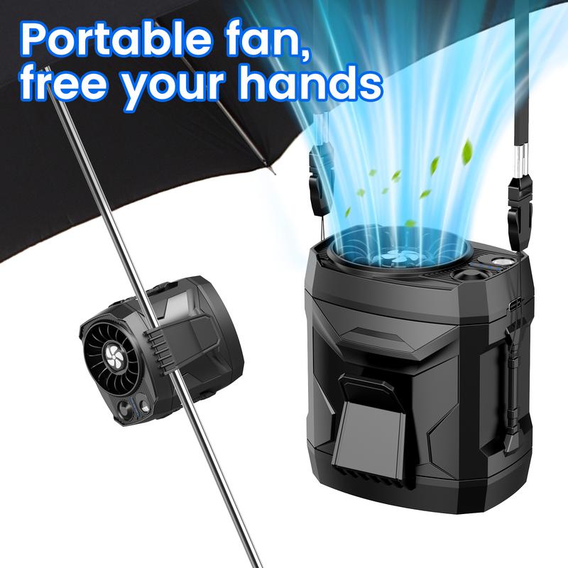 ❄️Portable Fan❄️,Clip Fan Rechargeable With stand,4 Speeds Strong Airflow Small Fan Waist,Weight reduction design,for Travel Camping Outdoor Jobsite,Camping Essentials-Black and Gray-AUX