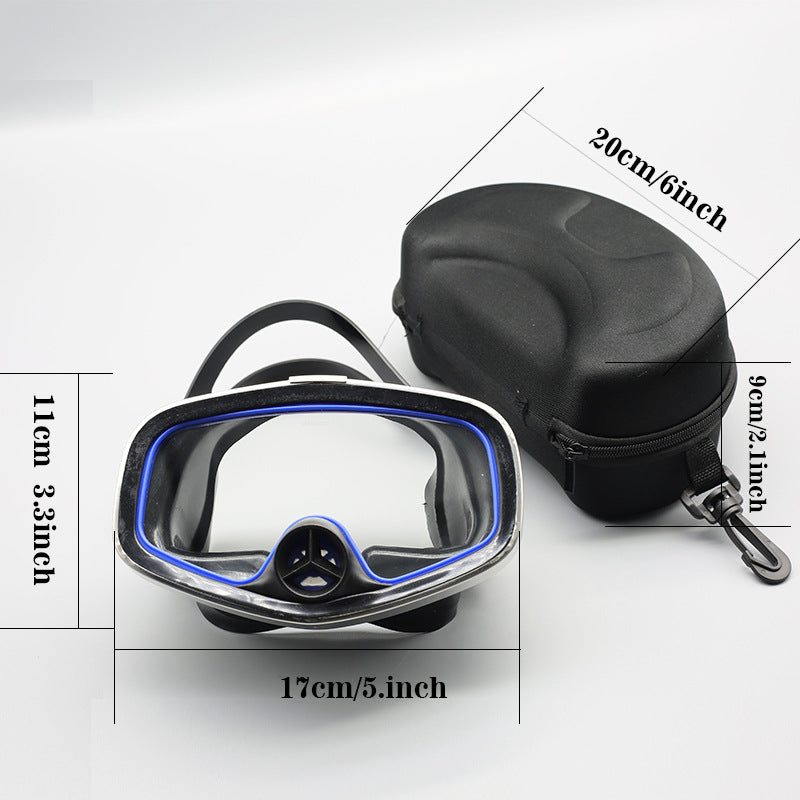 Professional Wide-View HD Diving Mask | Stainless Steel Frame | with One-Way Purge Nose Valve & Protective Case-DZT