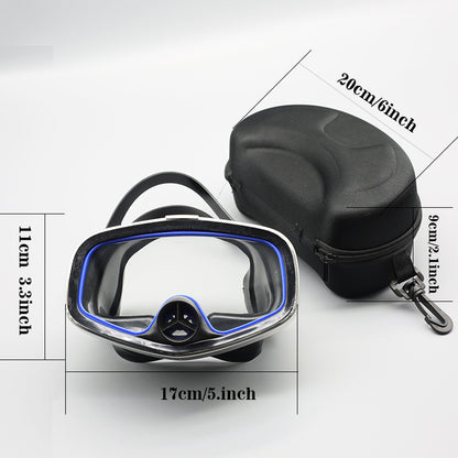 Professional Wide-View HD Diving Mask | Stainless Steel Frame | with One-Way Purge Nose Valve & Protective Case-DZT