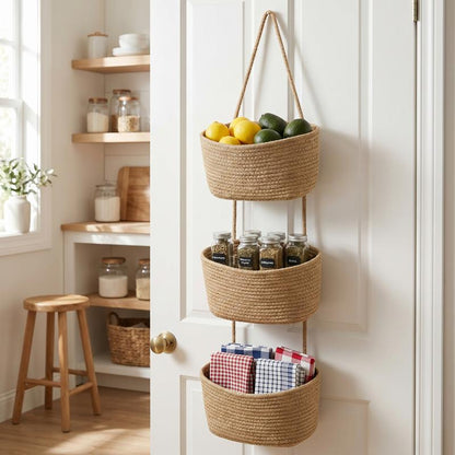 🧺 3-Tier Over Door Storage Basket • Bathroom & Nursery Organizer 🚪-VIM