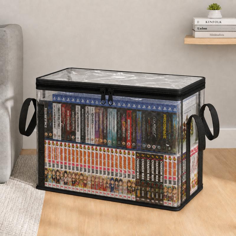 Clear PVC Storage Bags with Zipper, Waterproof Foldable Organizer for Clothes, Toys, and Household Items-TTT