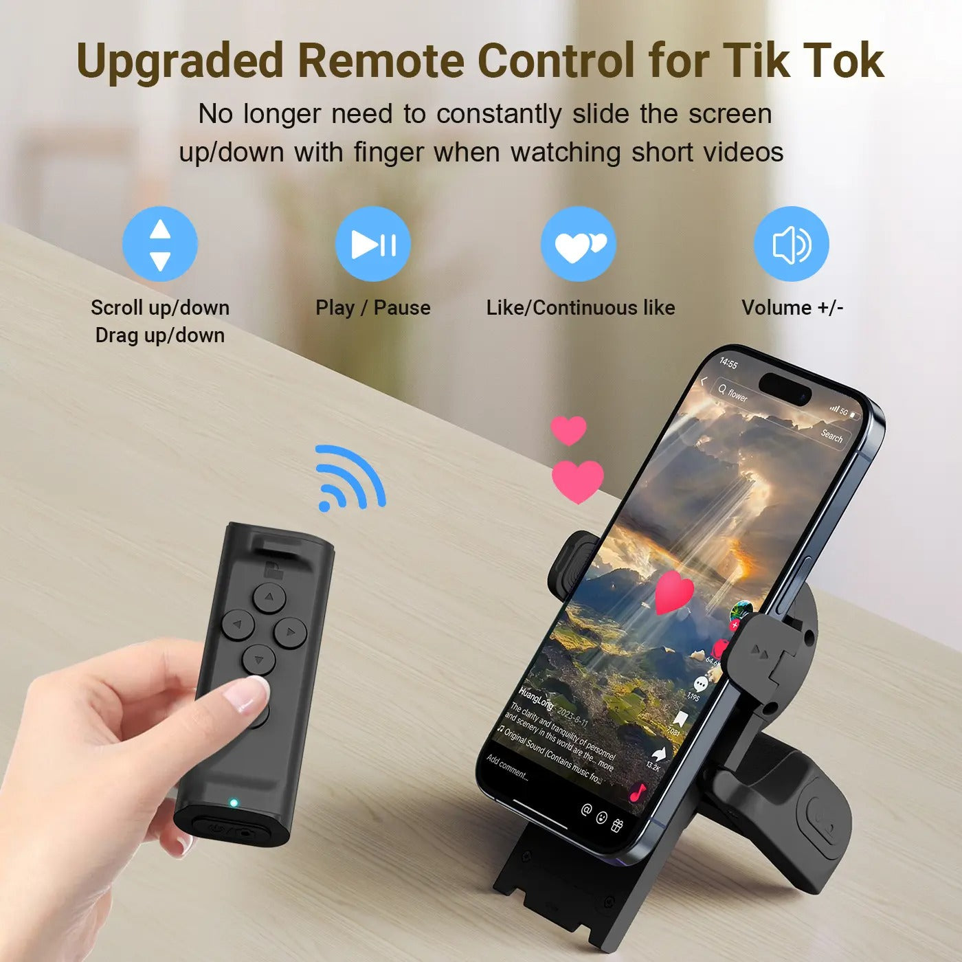 Wireless Bluetooth Remote Scroller & Phone Stand Set | Hands-Free Camera Shutter 📱✨ LGZ
