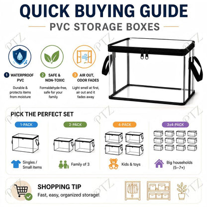 📦📦Large Clear Thick Plastic Storage Box with Hinged Lid, Heavy Duty High Capacity Organizer Bin, Free Shipping for Home Camping Travel Attic Moving-AUX