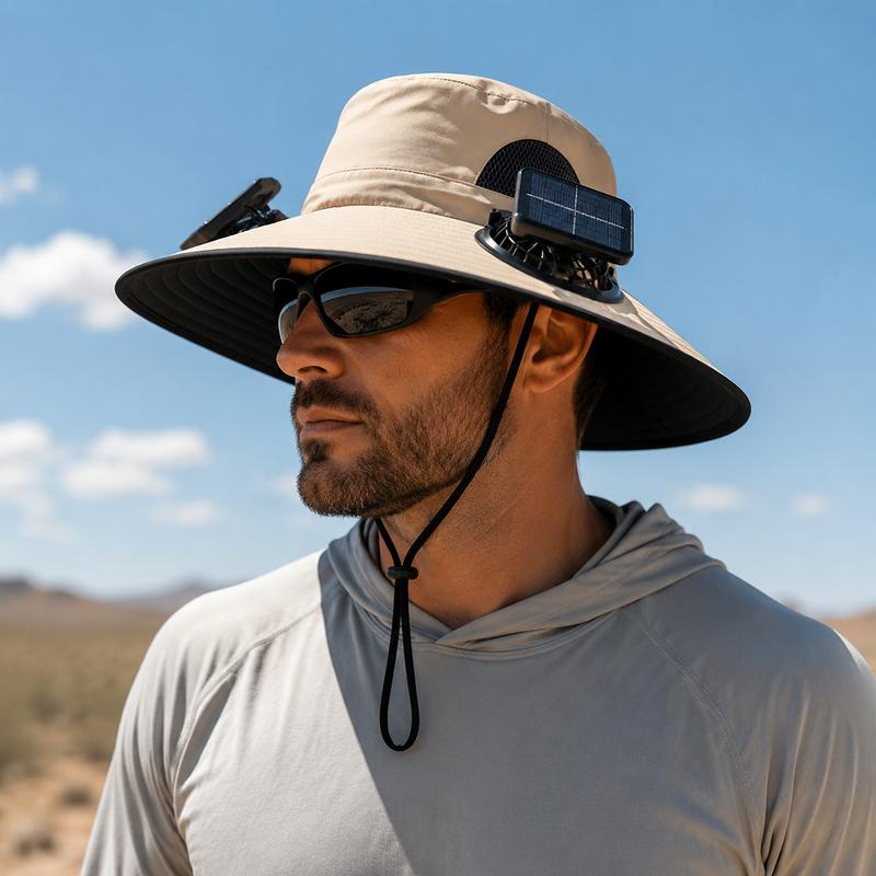 ☀️Built-in Fan Wide Brim Sun Hat🧢｜Waterproof Cooling Outdoor Hat Unisex-VIM