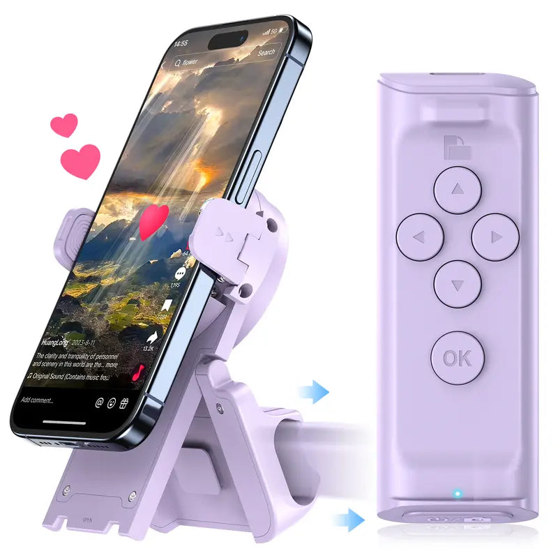 Wireless Bluetooth Remote Scroller & Phone Stand Set | Hands-Free Camera Shutter 📱✨ LGZ