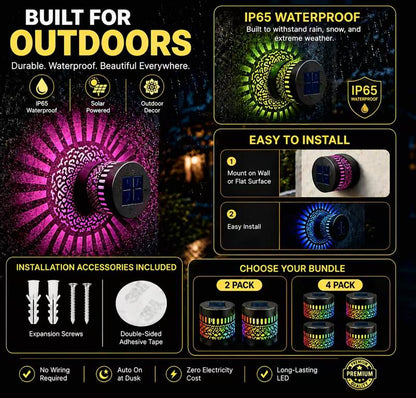 Solar Mandala Projection Wall Light ✨ Outdoor Waterproof Garden Decor Lamp-VIM