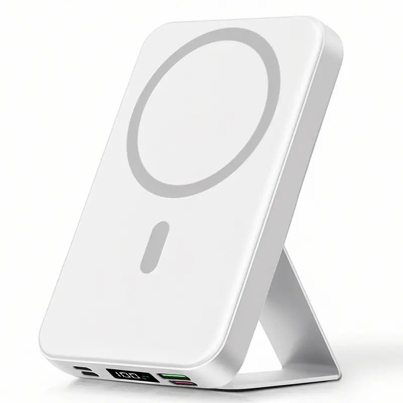 2026 US Spring Glow Up campaign 10000mAh Magnetic Power Bank Wireless Portable Charger with USB-C Cable LED Display Foldable Battery Pack for iPhone17/ 16/15/14/13/12/Pro/Pro Max Series Charging Compact Silicone Black⚡-LGZ