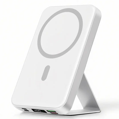 2026 US Spring Glow Up campaign 10000mAh Magnetic Power Bank Wireless Portable Charger with USB-C Cable LED Display Foldable Battery Pack for iPhone17/ 16/15/14/13/12/Pro/Pro Max Series Charging Compact Silicone Black⚡-LGZ