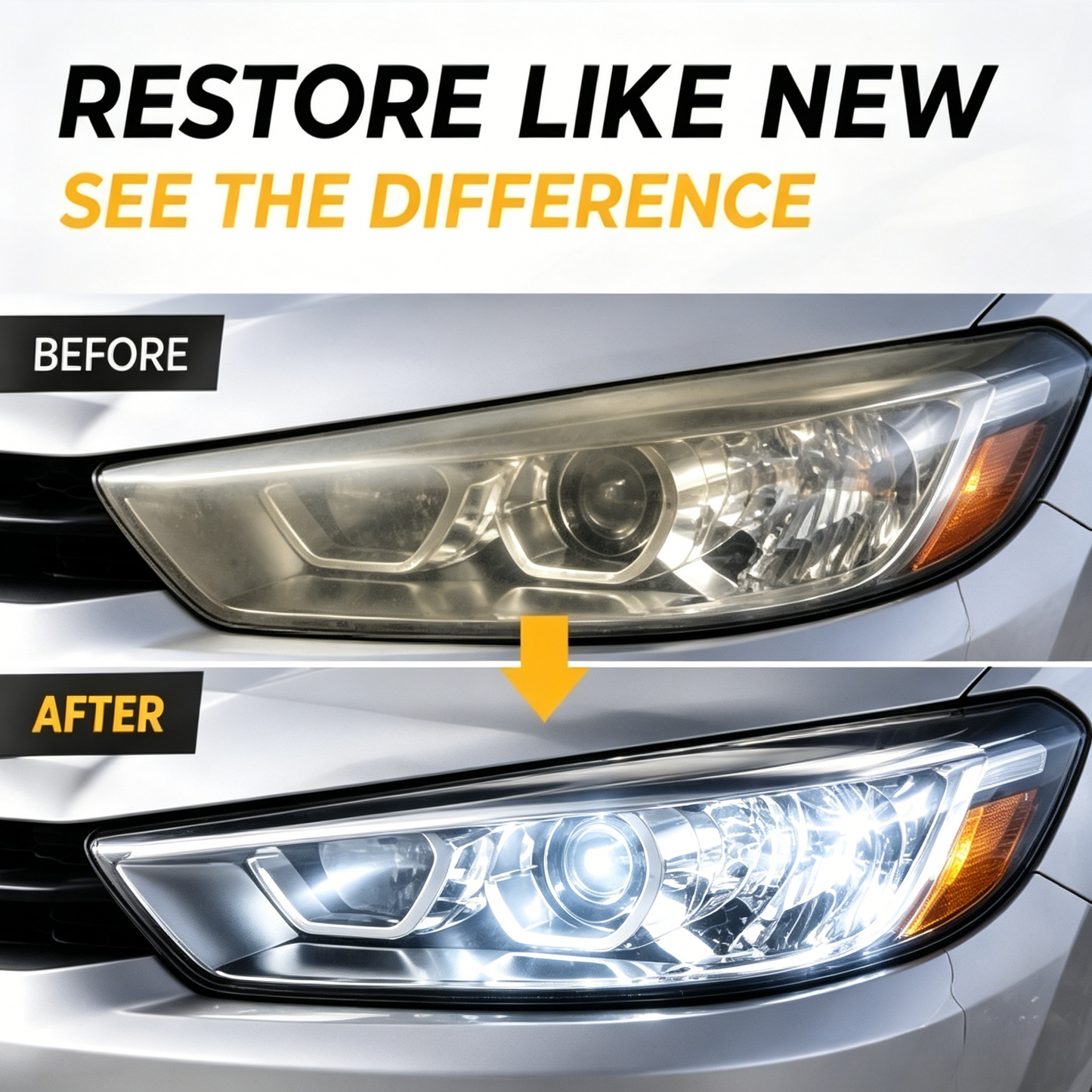 ✨Headlight Cleaner Polish Kit - Restore Yellowing & Cloudy Headlights in Minutes-LT
