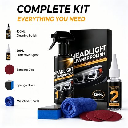 ✨Headlight Cleaner Polish Kit - Restore Yellowing & Cloudy Headlights in Minutes-LT