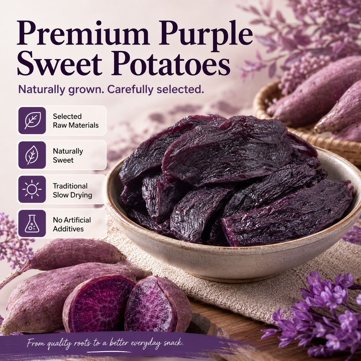 😋Healthy Low Fat Purple Sweet Potato Snack- 🍃Supports balanced blood sugar & daily body vitality-XLB