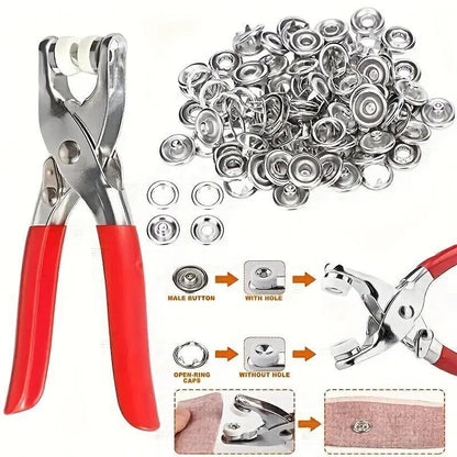 🧵 Home Sewing Accessories Kit for DIY Crafts, Clothing & Hats — Button & Snap Pliers Tool Set ✨ No-Sew Repair Sewing Kit for Handmade Crafts & Sewing Materials 🪡-KPL