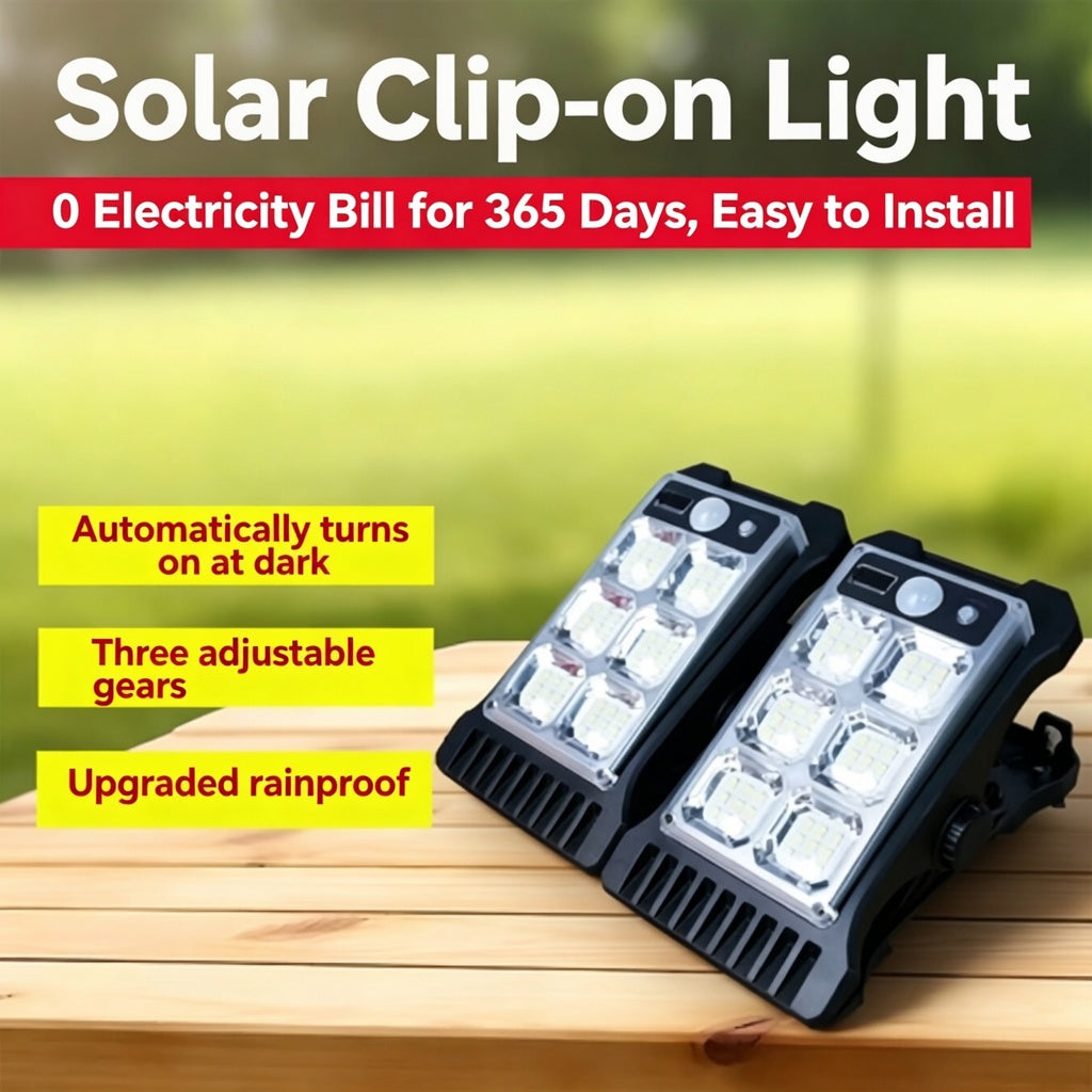 ☀️☀️☀️Upgraded Solar Clip Light - Motion Sensor Outdoor Camping & Garden Patio Light, Zero Electricity Cost-AUX