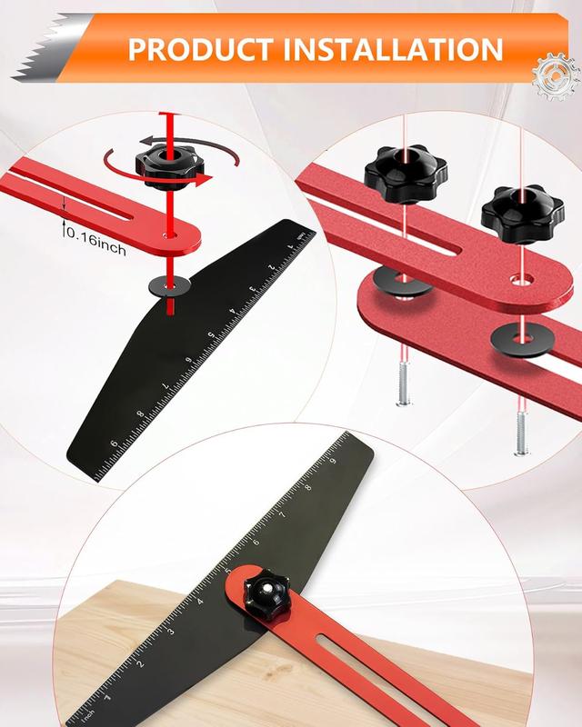 Aluminum Alloy Stair Tread Template Tool, Professional Adjustable Stair Measuring Tool and Gauge Jig, Precision Woodworking Tool for Stairs, Risers and Shelves.-KPL