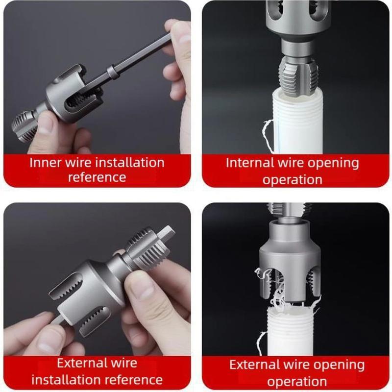 1/2'' 3/4'' PVC Pipe Thread Cutting Tool Integrated Internal & External Pipe Threading Tool Upgrade Pipe Thread Cutting Tool for Plumbing DIY Repairs-DZT