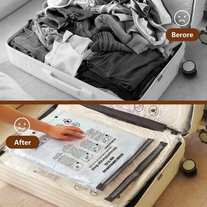 Vacuum Compression Storage Bags, Reusable, Space Saving, Ideal for Clothes and Suitcases, Perfect for Carry-on Luggage.-KPL