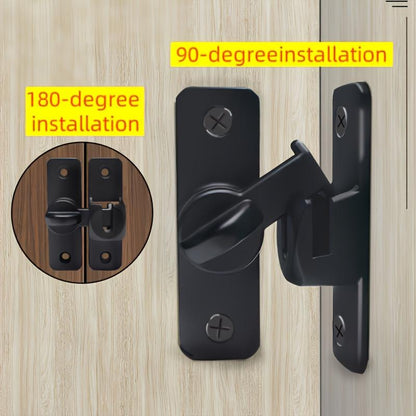 3-Pack Adjustable Security Door Lock Set, Heavy Duty 90/180 Degree Zinc Alloy Flip Latches for Home, Cabinet Closet, Office, Hotel, Apartment, Sliding Barn Door, Black & Silver Screws, Mini Gadgets Hardware Door Reinforcement Locking Hinges.-KPL