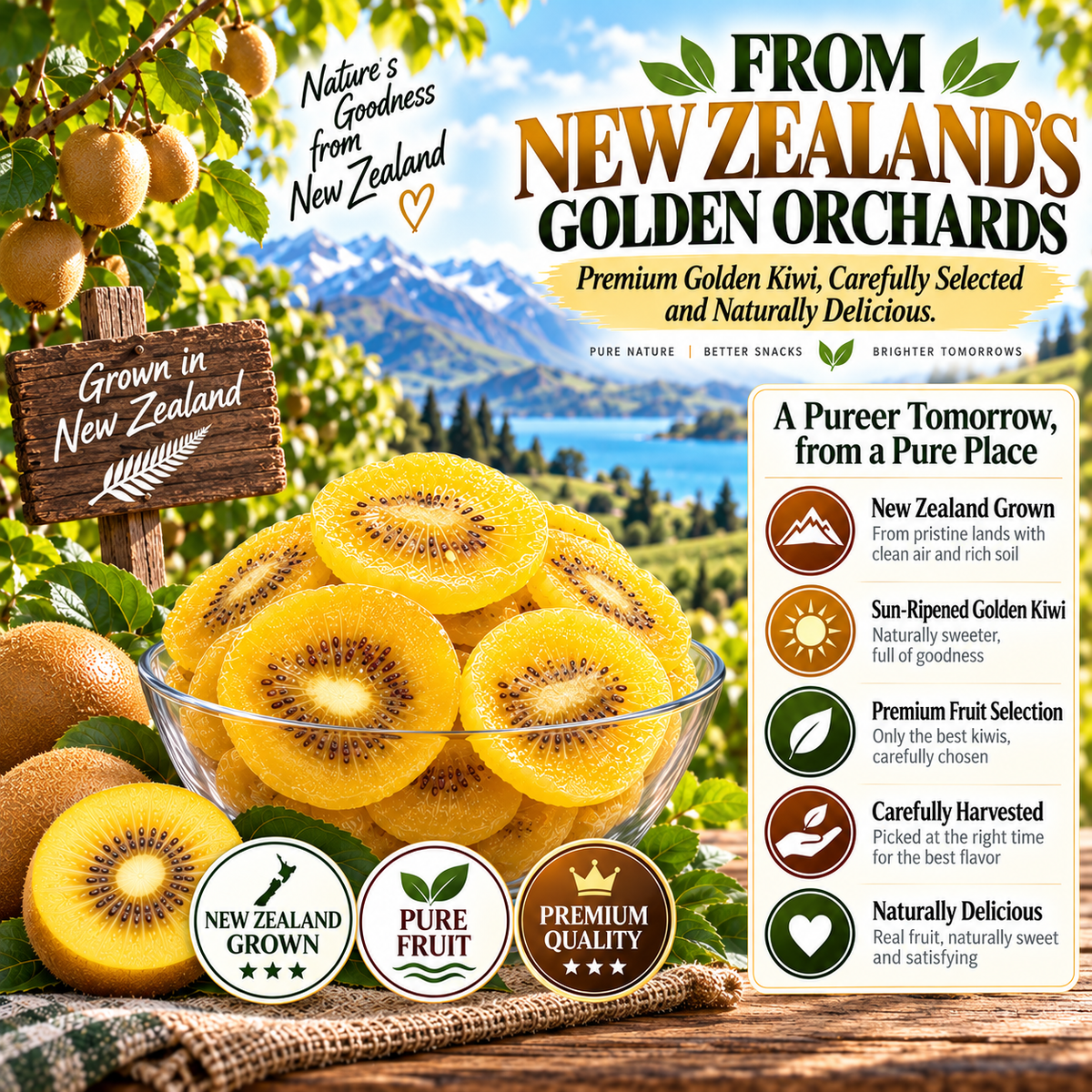 😋Premium New Zealand Golden Kiwi Slices-FDA