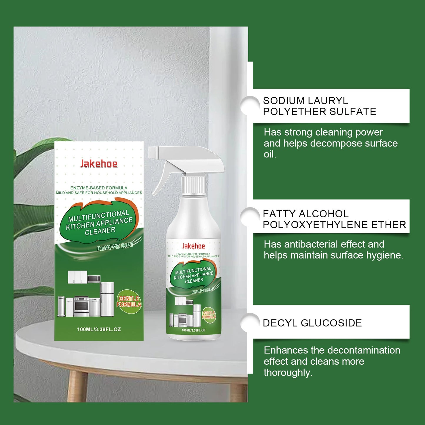 Natural Enzyme Formula Kitchen Grease Cleaner, Fast Degreasing Spray for Stoves & Range Hoods.-KPL