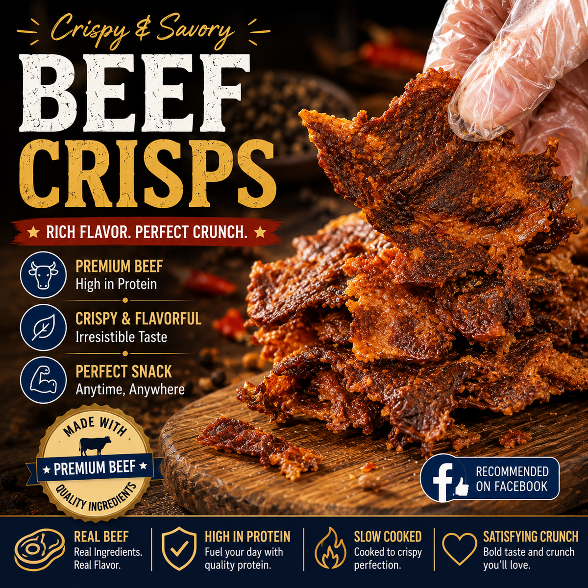 Premium Crispy Beef Bites.Big Crunch, Bold Beef Flavor in Every Bite.-OKL