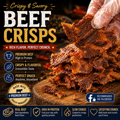 Premium Crispy Beef Bites.Big Crunch, Bold Beef Flavor in Every Bite.-OKL