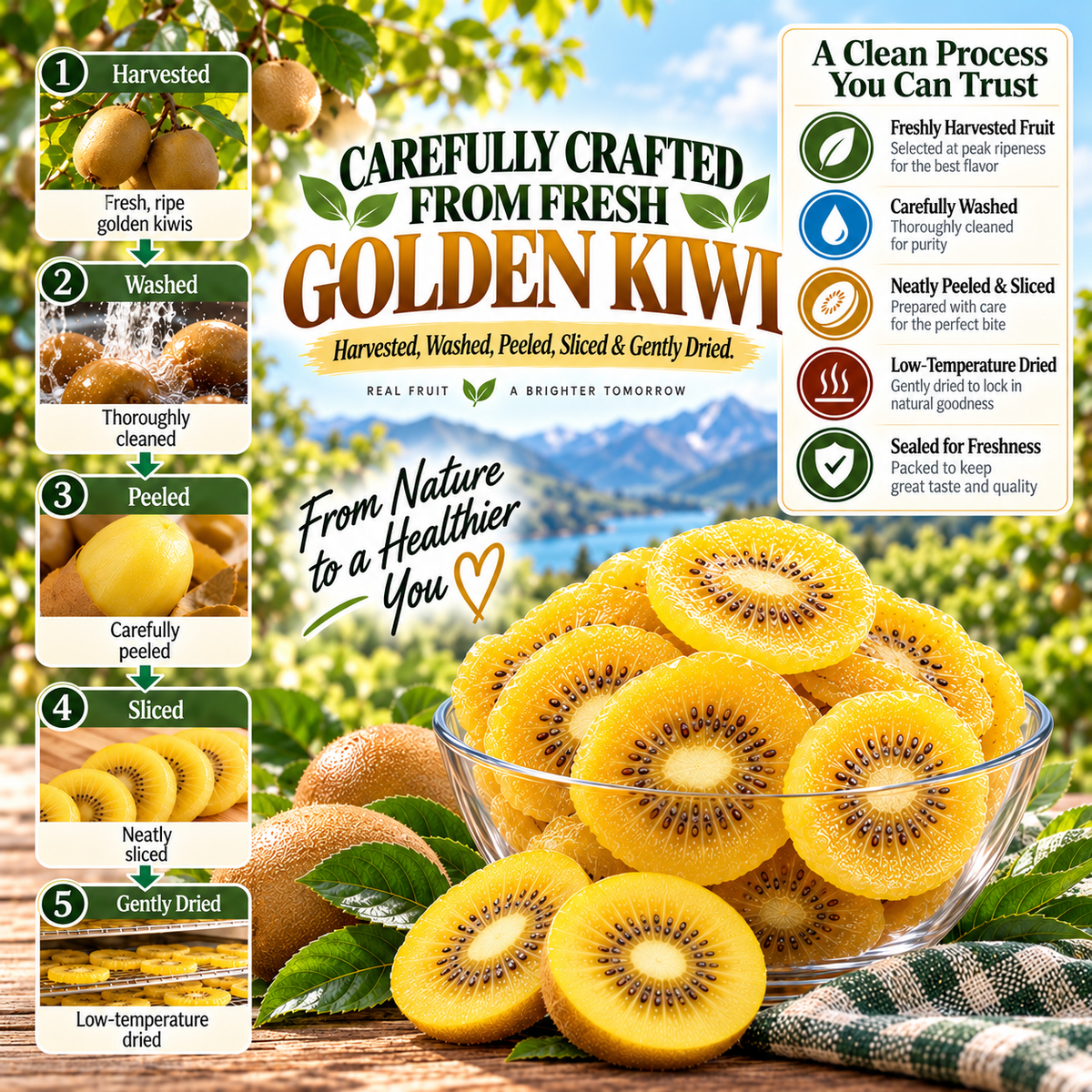 😋Premium New Zealand Golden Kiwi Slices-FDA