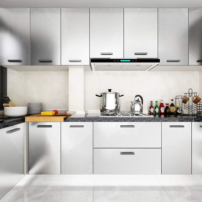 💧 Waterproof Oil Resistant Contact Paper, Peel & Stick Aluminum Foil Sticker for Stove, Cabinet and Wall Decoration-XLB