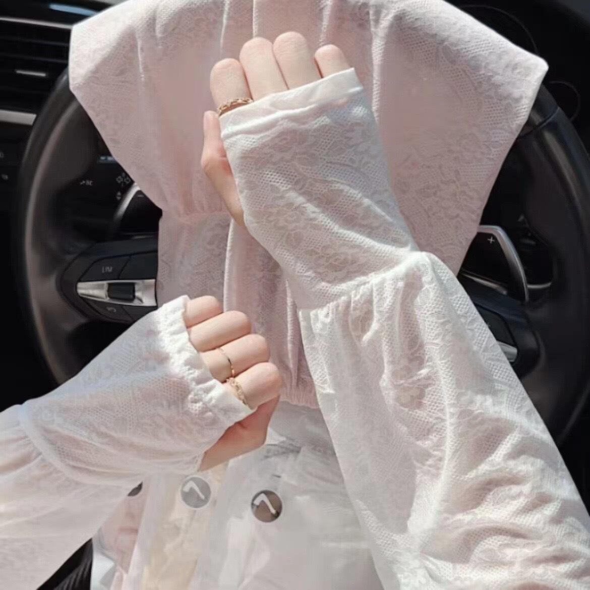 🧊New lace ice sleeve, gentle summer fairy style, suitable for driving, outdoor sun protection, loose cycling, breathable arm protector sleeve-CJP