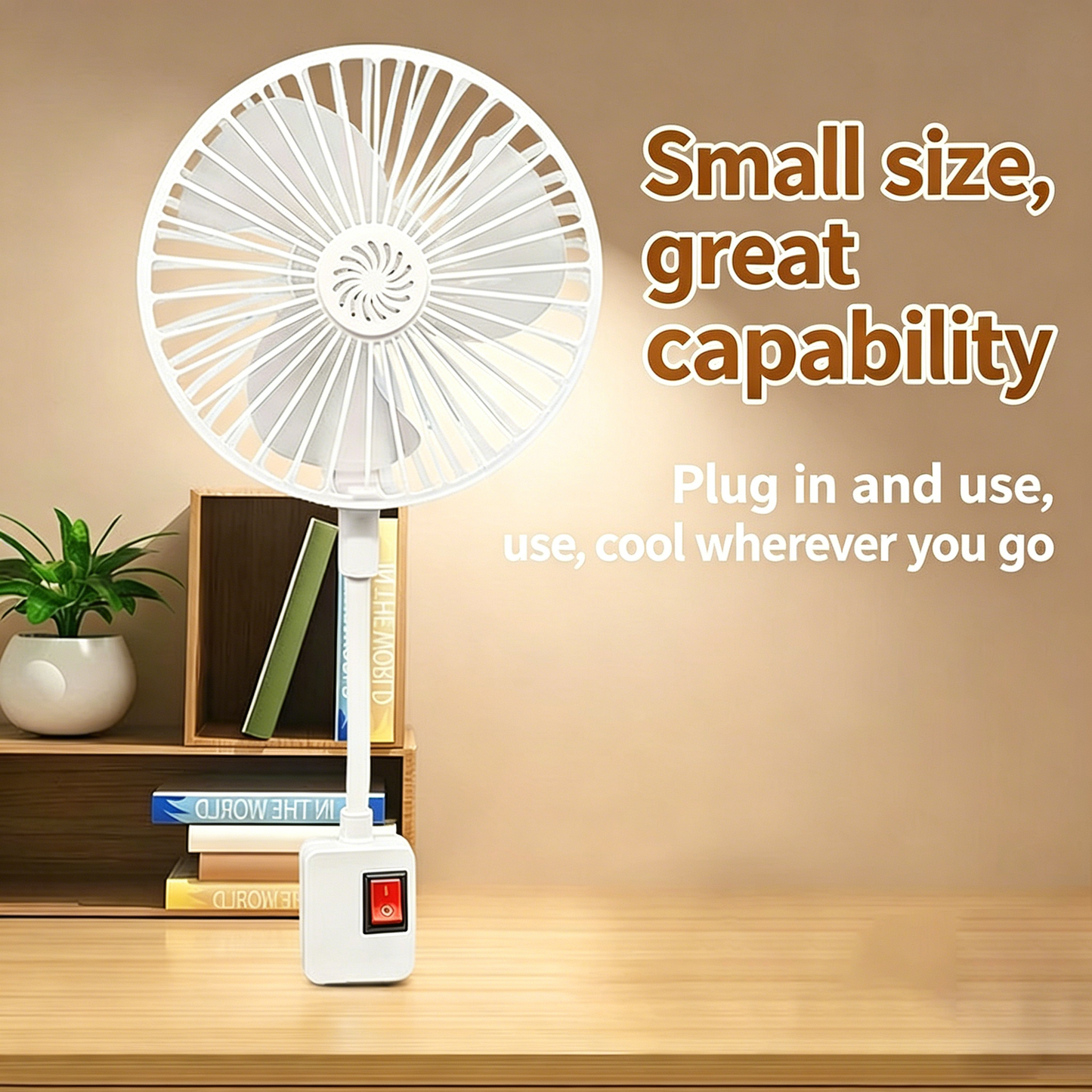 Plug-in Mini Desk Fan | 360° Adjustable Portable Fan-SUY