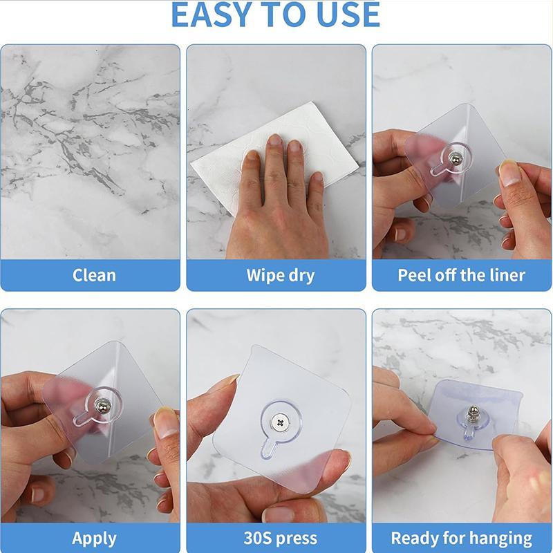BUY 10 GET 10 FREE 20PCS Adhesive Frame Hooks Wall Mount Self-Adhesive Hooks Suitable for Bathroom and Kitchen Decoration