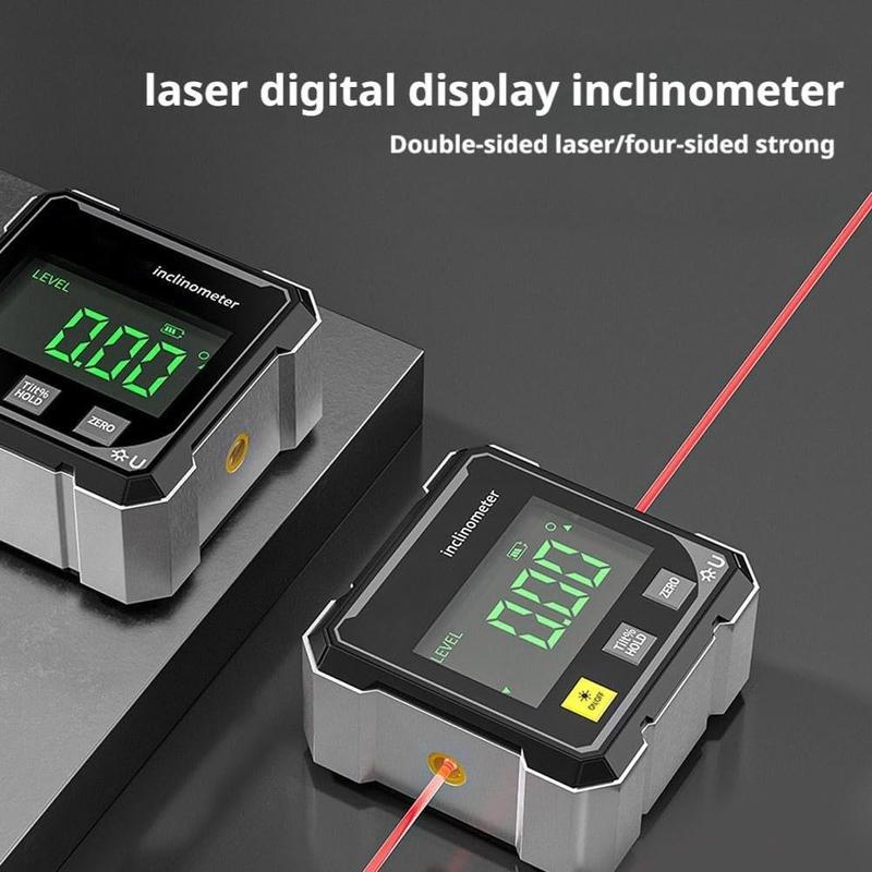 Portable Magnetic Digital Angle Measuring Instrument, 360° Magnetic Hardware Tool with Dual Laser Guide, Rechargeable.-KPL