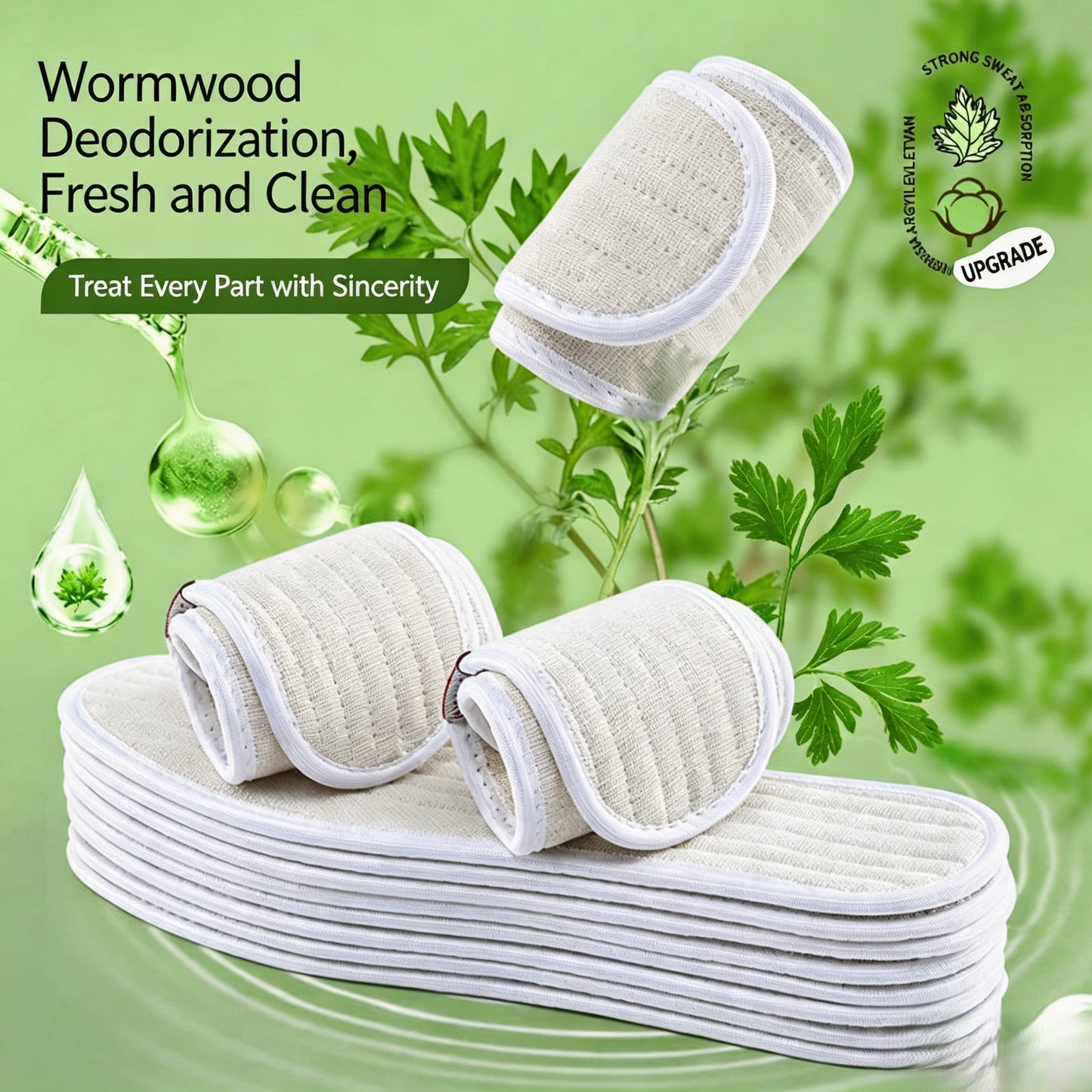 🌿Mugwort Deodorizing Insoles💦👣 | Ultra-Breathable Mesh, Max Sweat Absorption, All-Day Fresh Feet for Work & Sports-AUX