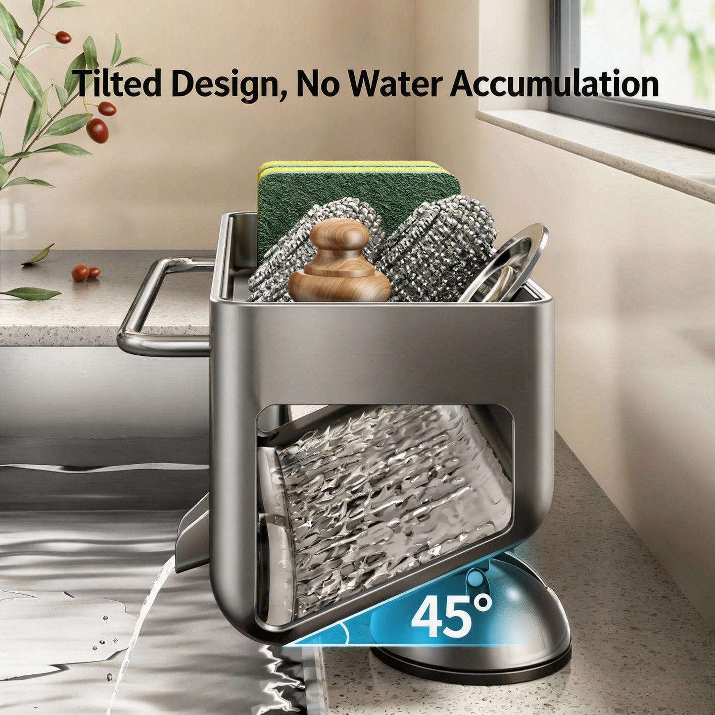 🧽  Are you still worried about your messy kitchen|Suction Cup Sink Caddy | No-Drill Kitchen Sink Organizer-CJP
