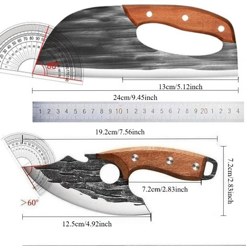 🔪[Buy 1 Get 1 FREE] Hand-Forged Carbon Steel Kitchen Knife Set - Ultra Sharp Cleaver & Boning Knife, Ergonomic Wooden Handle, Multi-Functional Meat & Vegetable Slicer for Home Cooking.-AUX