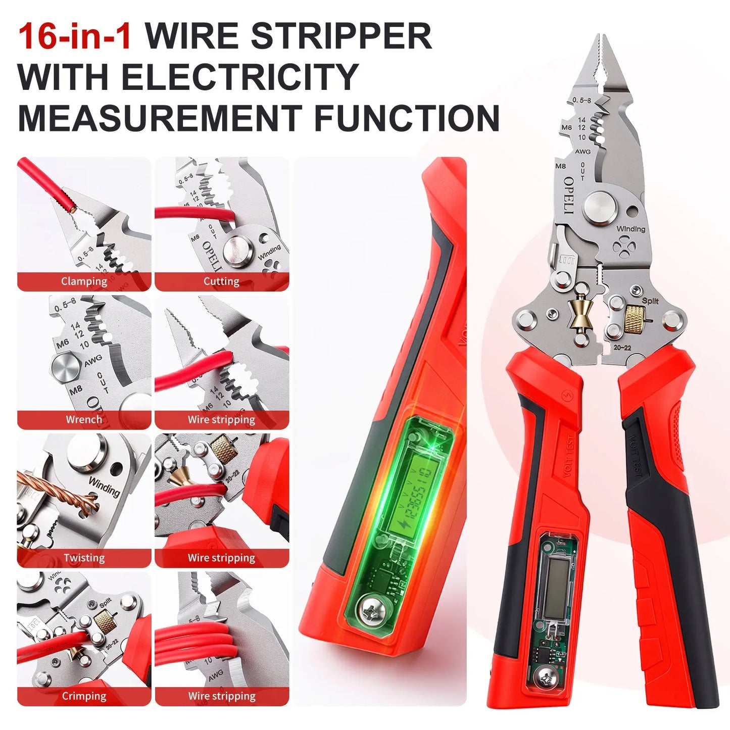 2026 Upgraded 16-in-1 Heavy-Duty Wire Stripper | Rechargeable Electrical Pliers with Built-in Voltage Tester ⚡️🛠️ LGZ